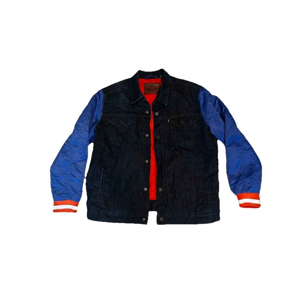 Levi's NFL Denver Broncos Jean Denim Varsity‎ Trucker Jacket Button Blue Size XL